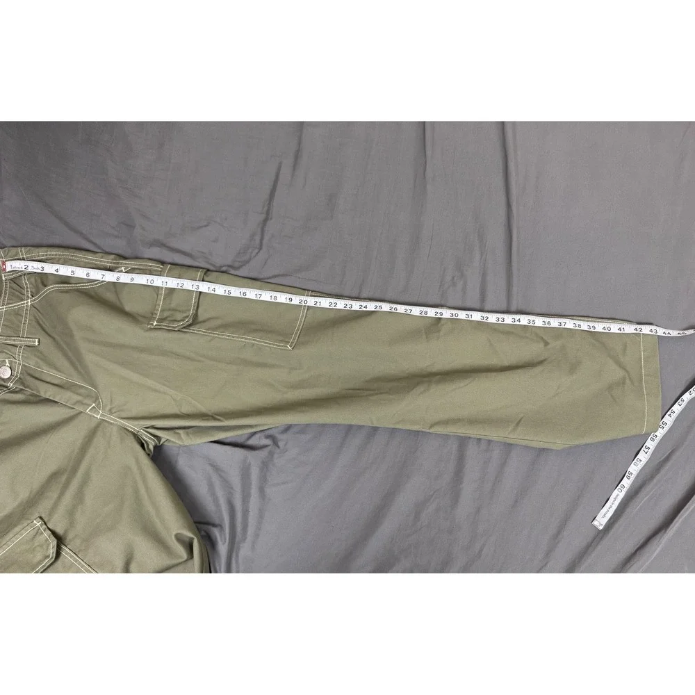 True Religion Mens Cargo SN Pant HS Kalamata Green Contrast Stitch ~33x32 NWT